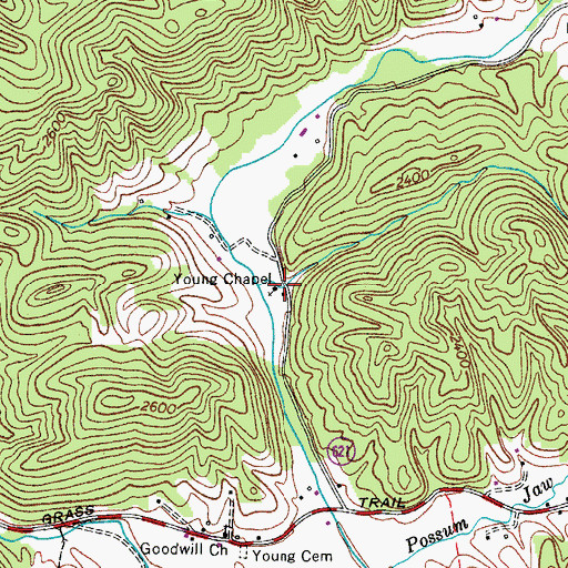 Topographic Map of Young Chapel, VA