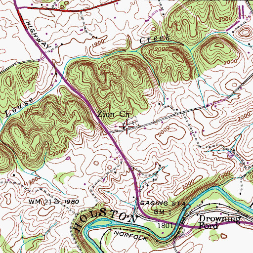 Topographic Map of Zion Church, VA