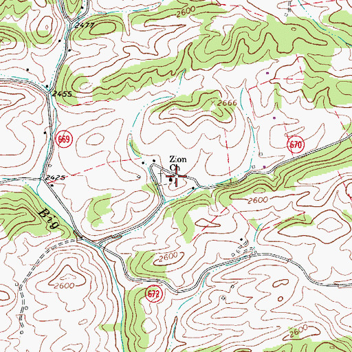 Topographic Map of Zion Church, VA