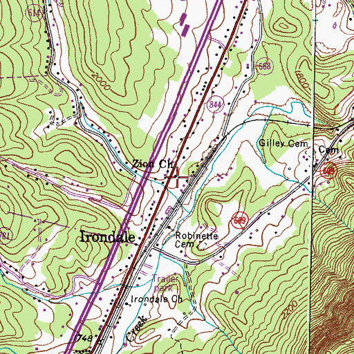 Topographic Map of Zion Church, VA