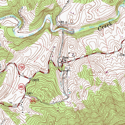 Topographic Map of Zion Church, VA