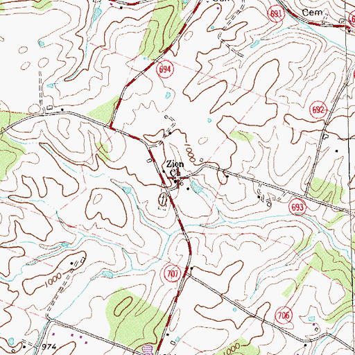 Topographic Map of Zion Church, VA