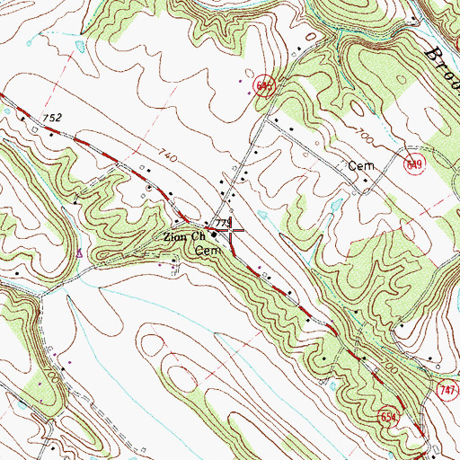 Topographic Map of Zion Church, VA