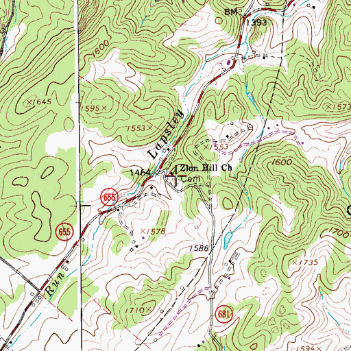 Topographic Map of Zion Hill Church, VA