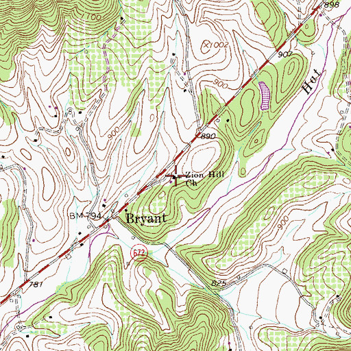 Topographic Map of Zion Hill Church, VA