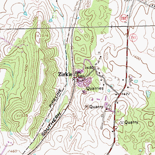 Topographic Map of Zirkle, VA