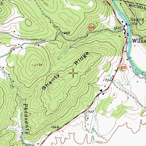 Topographic Map of Shanty Ridge, VA