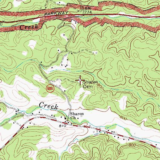 Topographic Map of Sharon Cemetery, VA