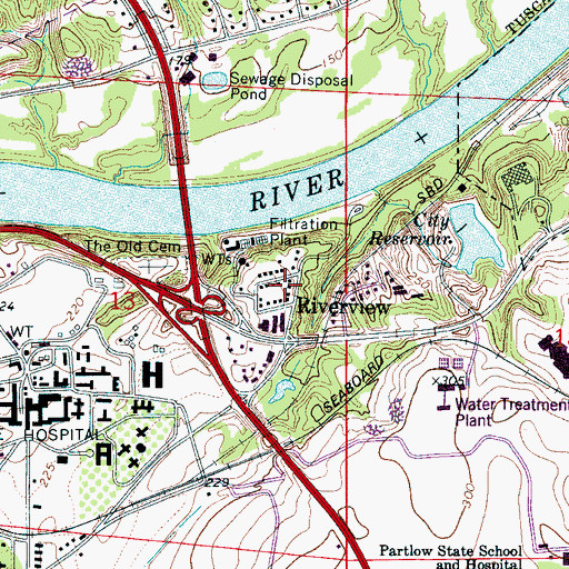 Topographic Map of Warrior Heights, AL