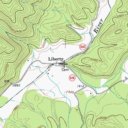 Topographic Map of Shaws Fork, VA