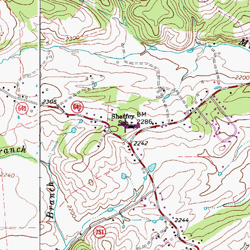 Topographic Map of Sheffey Elementary School, VA