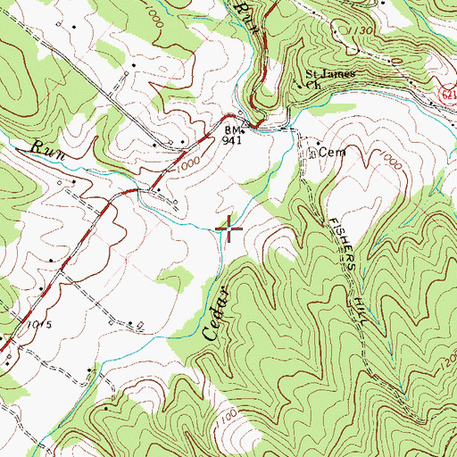 Topographic Map of Shell Run, VA