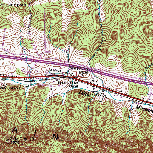 Topographic Map of Shelton Cemetery, VA