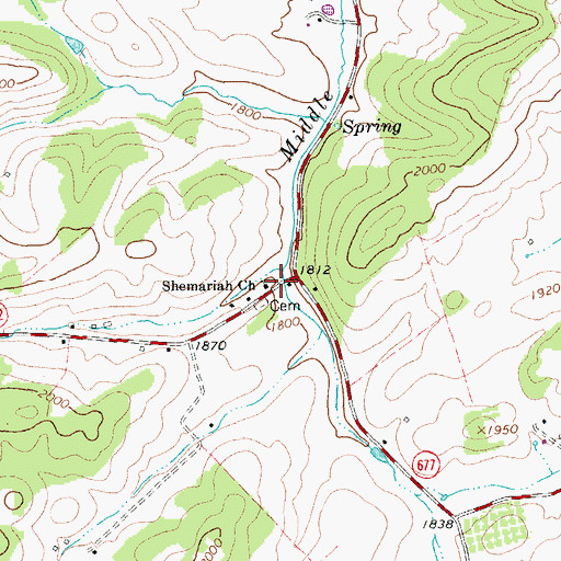 Topographic Map of Shemariah Church, VA