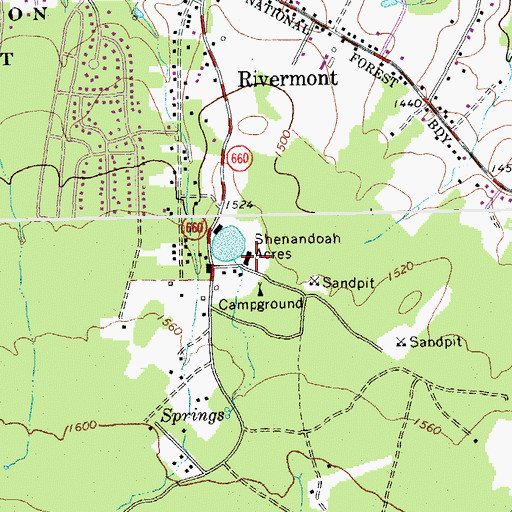 Topographic Map of Shenandoah Acres, VA