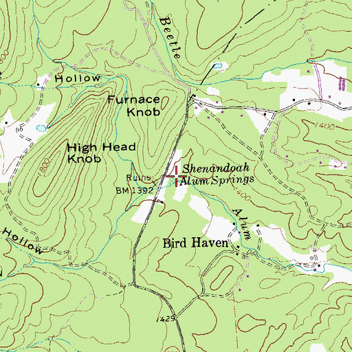 Topographic Map of Shenandoah Alum Springs, VA