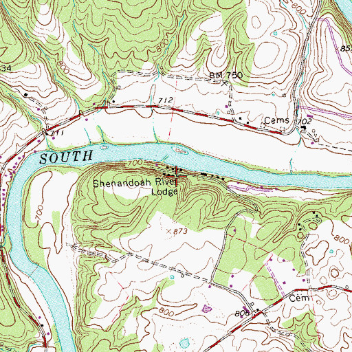 Topographic Map of Shenandoah River Lodge, VA