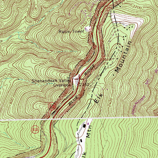 Topographic Map of Shenandoah Valley Overlook, VA