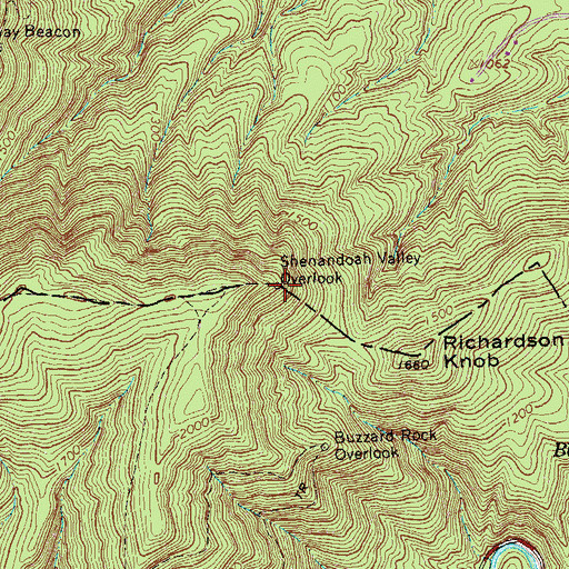 Topographic Map of Shenandoah Valley Overlook, VA