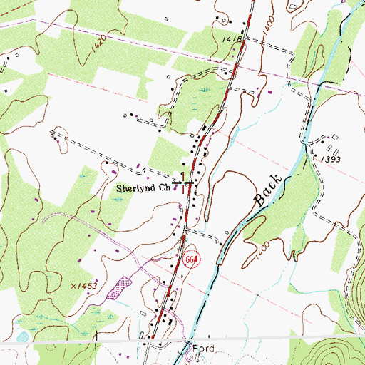 Topographic Map of Sherlynd Church, VA