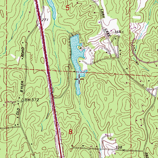 Topographic Map of Watts Lake, AL