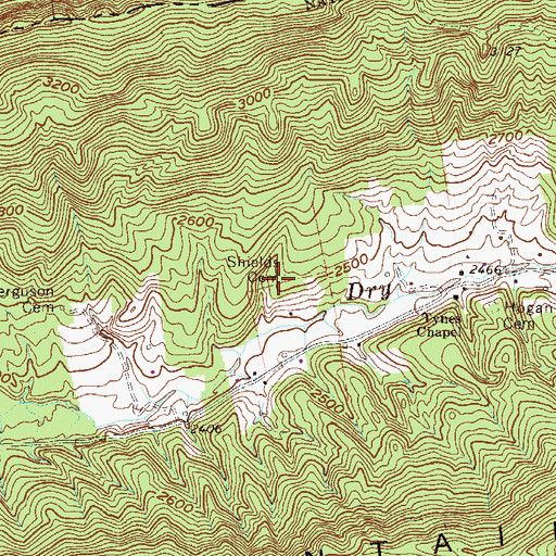 Topographic Map of Shields Cemetery, VA