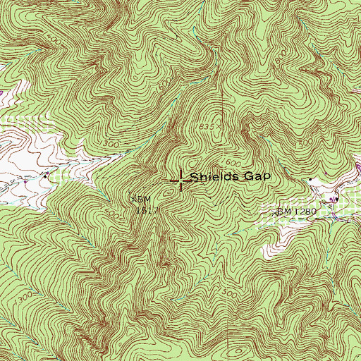Topographic Map of Shields Gap, VA