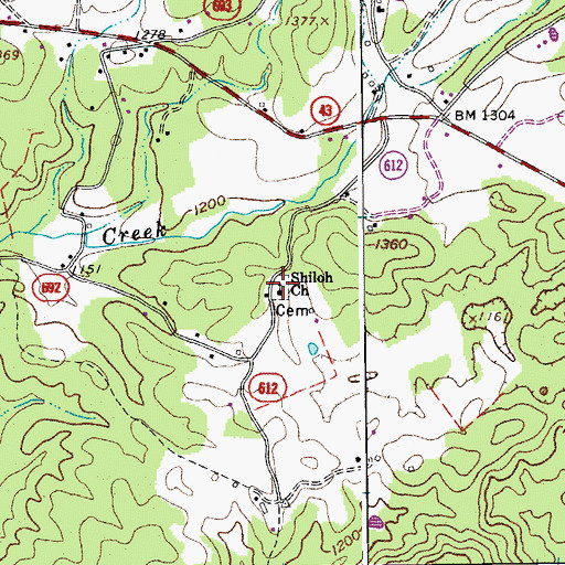 Topographic Map of Shiloh Church, VA