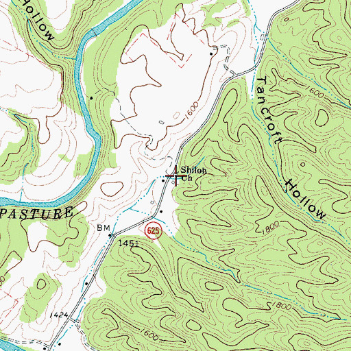 Topographic Map of Shiloh United Methodist Church, VA