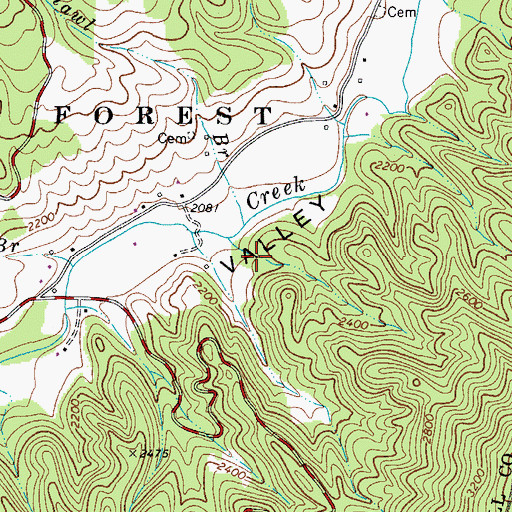 Topographic Map of Shinawl Branch, VA