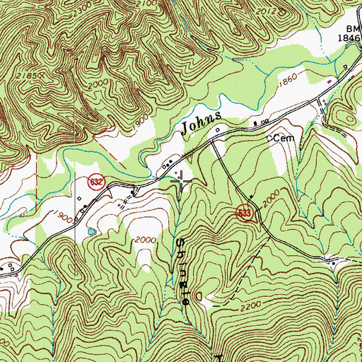 Topographic Map of Shingle Hollow, VA