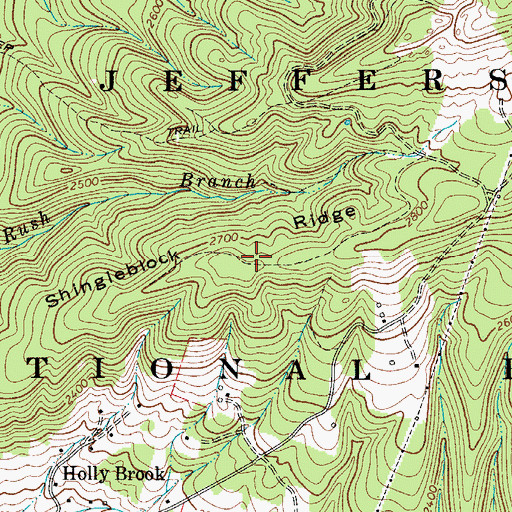 Topographic Map of Shingleblock Ridge, VA