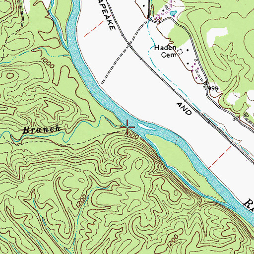 Topographic Map of Shirkey Mill Branch, VA