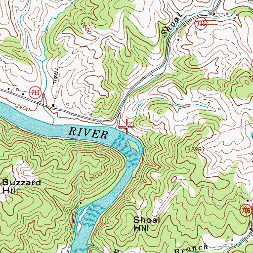Topographic Map of Shoal Creek, VA
