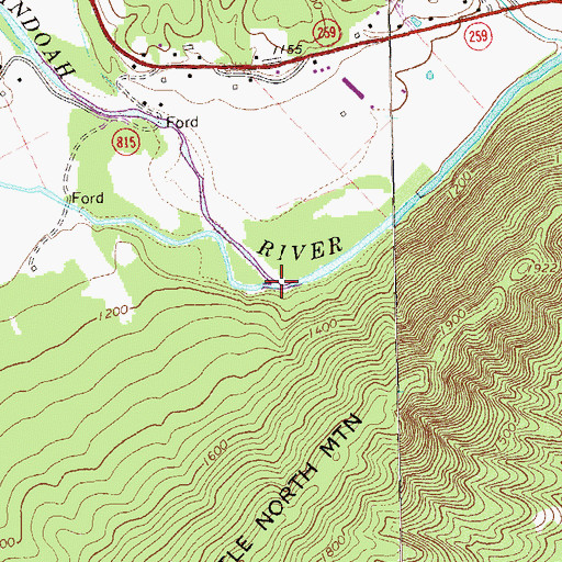 Topographic Map of Shoemaker River, VA