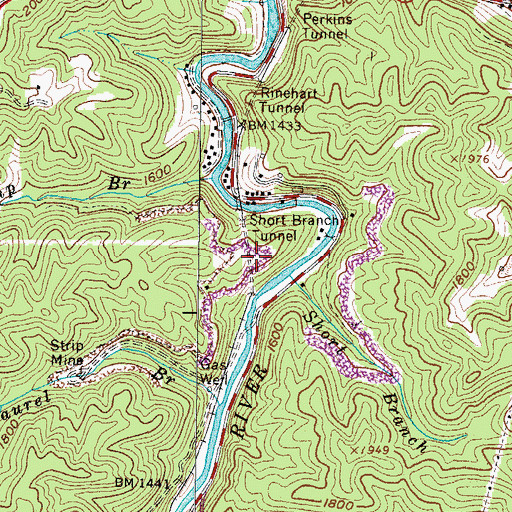 Topographic Map of Short Branch Tunnel, VA
