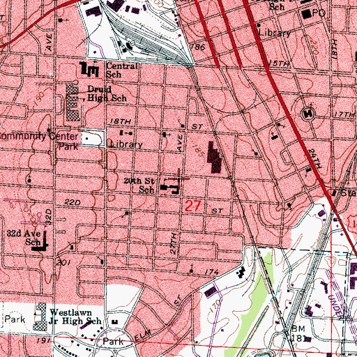 Topographic Map of Weeping Mary Baptist Church, AL