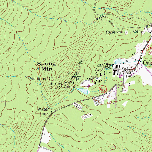 Topographic Map of Shrine Mont Church Camp, VA