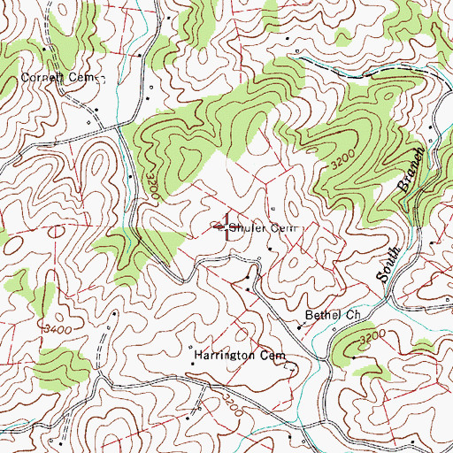 Topographic Map of Shuler Cemetery, VA