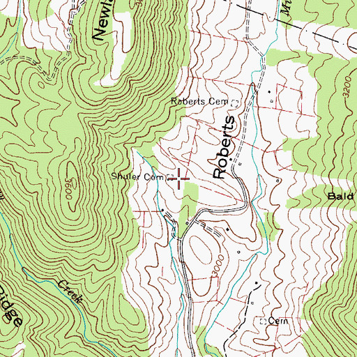 Topographic Map of Shuler Cemetery, VA