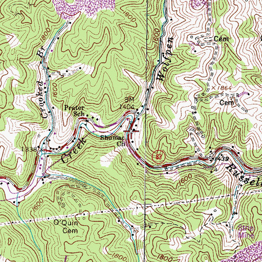 Topographic Map of Shumac Church, VA