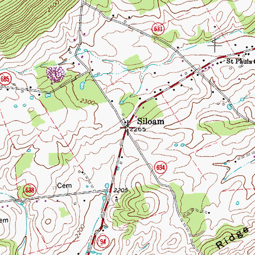 Topographic Map of Siloam, VA