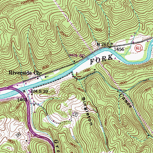 Topographic Map of Singleton Hollow, VA