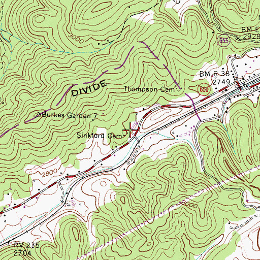 Topographic Map of Sinkford Cemetery, VA