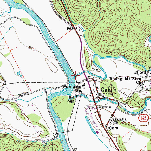 Topographic Map of Sinking Creek, VA