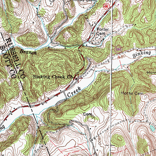 Topographic Map of Sinking Creek Church, VA