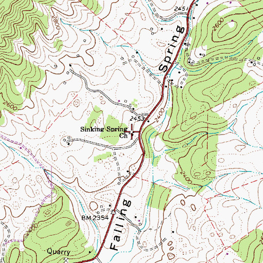 Topographic Map of Sinking Spring Church, VA