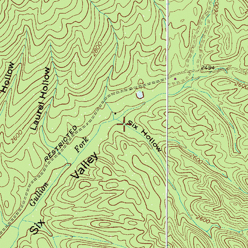 Topographic Map of Six Hollow, VA