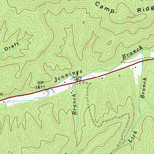 Topographic Map of Sixteenmile Branch, VA