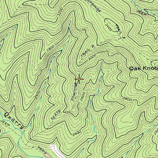 Topographic Map of Slate Springs Trail B, VA